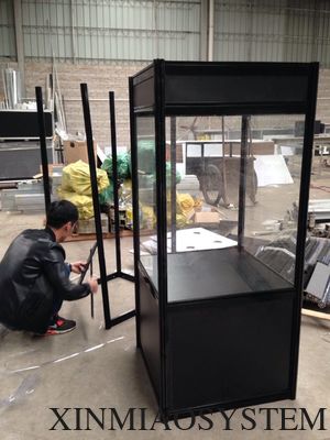 1000mm(W) Glass Display Cabinet with storage, Aluminum Double Door Glass Display Cabinet with storage Top showcase